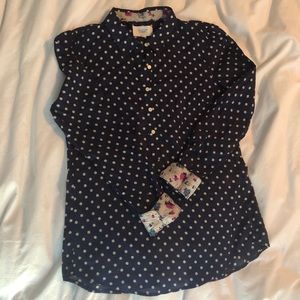 Anthro Trovata Birds of Paradise Polka Dot Blouse